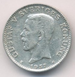 Швеция 1 крона 1937 год