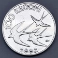 Эстония 100 крон 1992 год - Ласточки. Денежная реформа