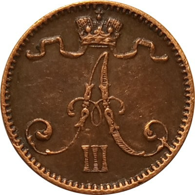Финляндия 1 пенни 1893 год - Александр III - XF