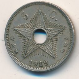 Бельгийское Конго 5 сантимов 1919 год