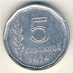 Аргентина 5 сентаво 1974 год