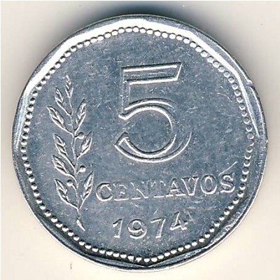 Аргентина 5 сентаво 1974 год