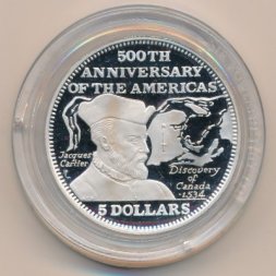 Багамские острова 5 долларов 1991 год
