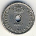 Норвегия 10 эре 1951 год - Король Хокон VII (с отверстием)