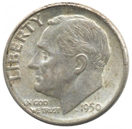 США 1 дайм (10 центов) 1950 год - Рузвельт (D)