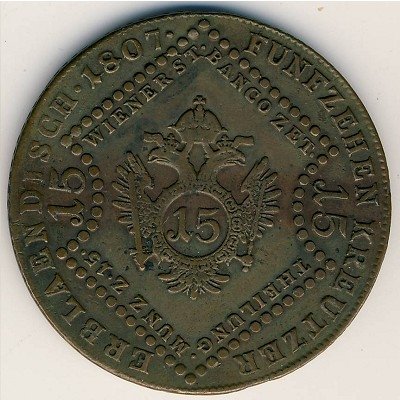 Австрия 15 крейцеров 1807 год