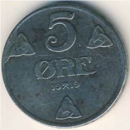 Норвегия 5 эре 1919 год