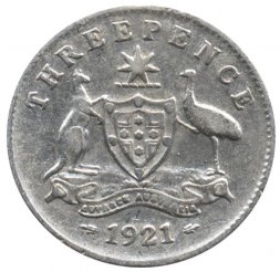 Австралия 3 пенса 1921 год