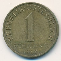 Монета Австрия 1 шиллинг 1988 год