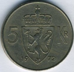 Норвегия 5 крон 1972 год