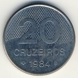 Бразилия 20 крузейро 1984 год