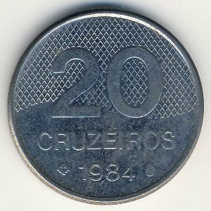 Бразилия 20 крузейро 1984 год