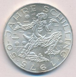 Австрия 100 шиллингов 1975 год - 50 лет шиллингу