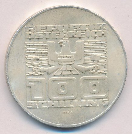 Австрия 100 шиллингов 1975 год - 50 лет шиллингу