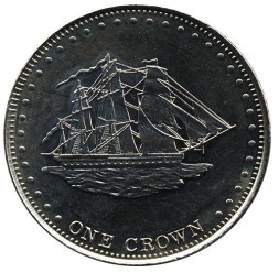 Монета Остров Столтенхоф 1 крона 2008 год - Корабль Его Величества «Бигль»