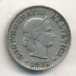 Швейцария 10 раппенов 1931 год