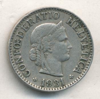 Швейцария 10 раппенов 1931 год