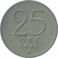 Швеция 25 эре 1949 год - Король Густав V
