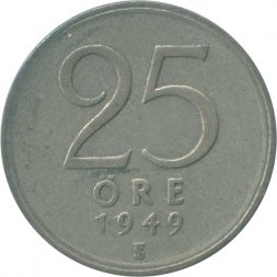 Швеция 25 эре 1949 год - Король Густав V
