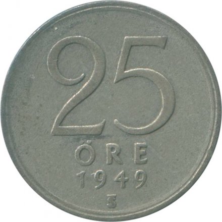 Швеция 25 эре 1949 год - Король Густав V