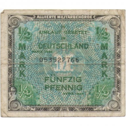 Германия 1/2 марки (50 пфеннигов) 1944 год - Оккупация - F