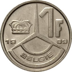 Бельгия 1 франк 1989 год BELGIE