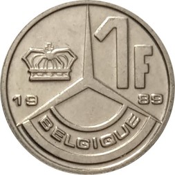 Бельгия 1 франк 1989 год BELGIQUE