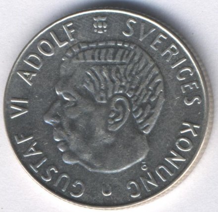 Швеция 1 крона 1965 год - Король Густав VI Адольф