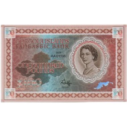 Сувенирная банкнота Остров Горгола 100 фунтов 2019 - aUNC