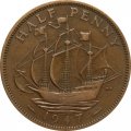 Великобритания 1/2 пенни 1947 год - Король Георг VI. Корабль «Золотая лань»