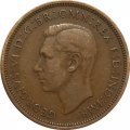 Великобритания 1/2 пенни 1947 год - Король Георг VI. Корабль «Золотая лань»
