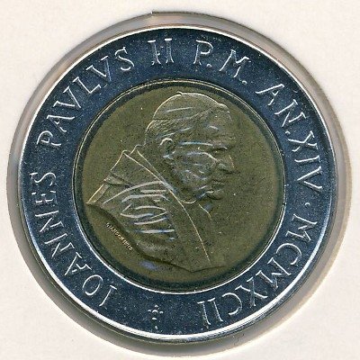 Ватикан 500 лир 1992 год