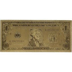 Сувенирная банкнота США 1 доллар (золотые) - UNC