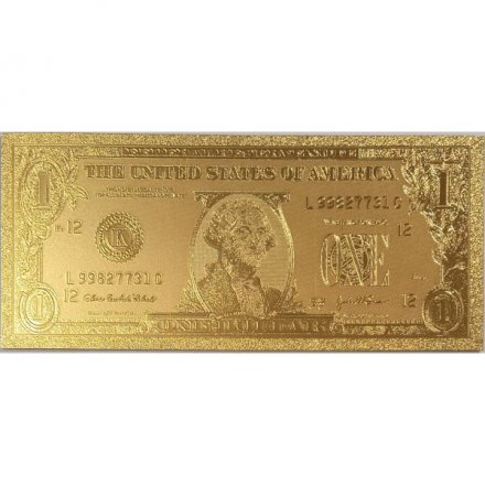 Сувенирная банкнота США 1 доллар (золотые) - UNC