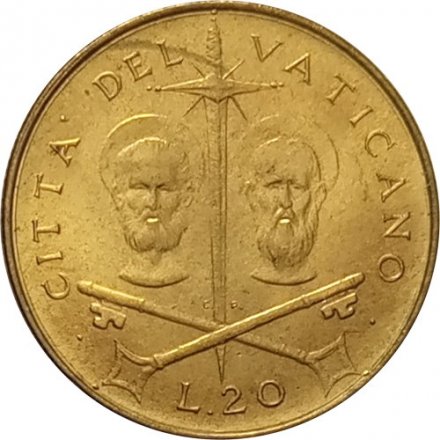 Ватикан 20 лир 1967 год