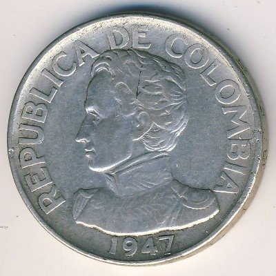 Колумбия 50 сентаво 1947 год