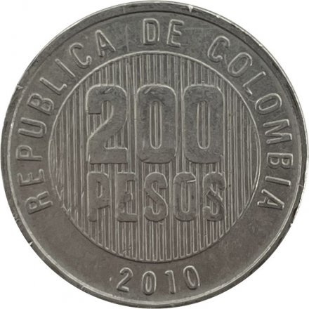 Колумбия 200 песо 2010 год