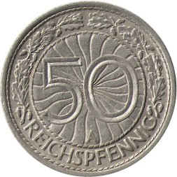 Веймарская республика 50 рейхспфеннигов 1929 год (A)
