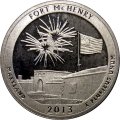 США 25 центов 2013 год - Форт Мак-Генри (S) proof