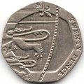 Великобритания 20 пенсов 2016 год