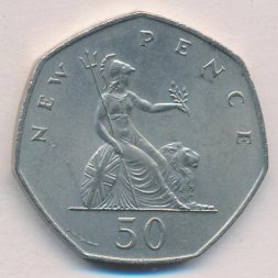 Великобритания 50 новых пенсов 1976 год