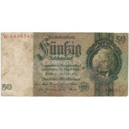 Веймарская Республика 50 рейхсмарок 1933 год - VG