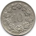 Швейцария 10 раппенов 1962 год