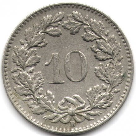 Швейцария 10 раппенов 1962 год