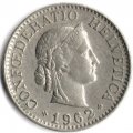 Швейцария 10 раппенов 1962 год