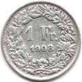 Швейцария 1 франк 1908 год