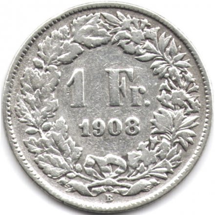 Швейцария 1 франк 1908 год