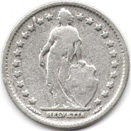 Швейцария 1 франк 1908 год