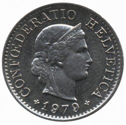 Швейцария 5 раппенов 1979 год