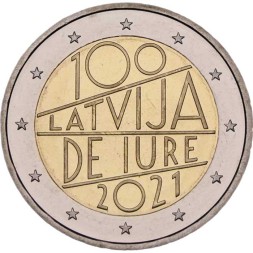 Латвия 2 евро 2021 год - 100 лет признанию государственной независимости Латвии
